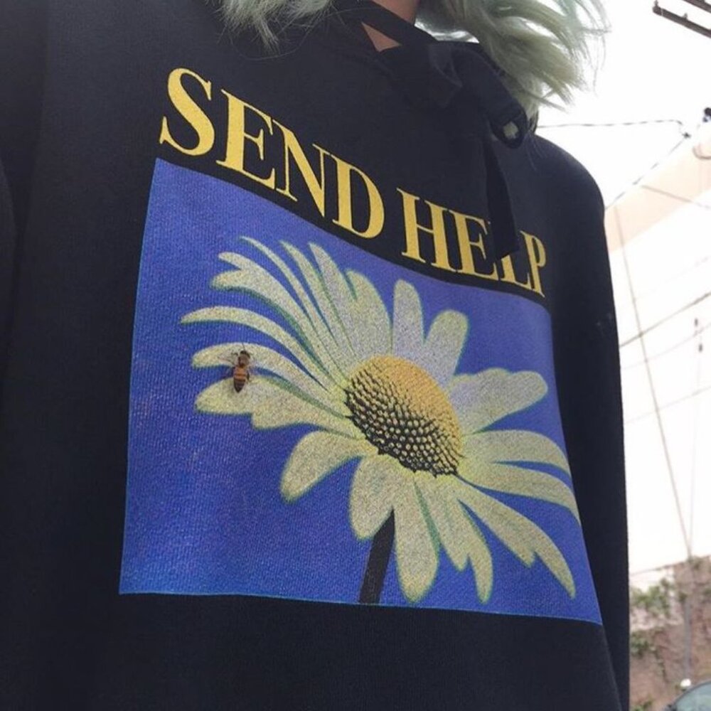 New UNIF Send Help daisy sunshine oversized relaxed fit baggy hoodie sweatshirt